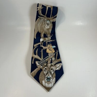 Corbata ejecutiva/diseñador A. Rogers corbata ciervo caza azul 59" poliéster Foto 1 de 4