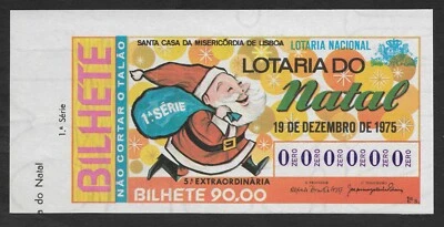 Portugal Lotería Nacional Navidad 1975 ESPECIMEN boleto RARO Papá Noel Foto 1 de 2