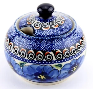 Polish Pottery 10 Oz. Sugar Bowl by Zaklady Boleslawiec in Unikat Design - Picture 1 of 3