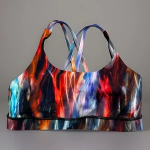 Lululemon Energy BH gekreuzte Träger bunter Druck sportlich Top 8 - Bild 1 von 5