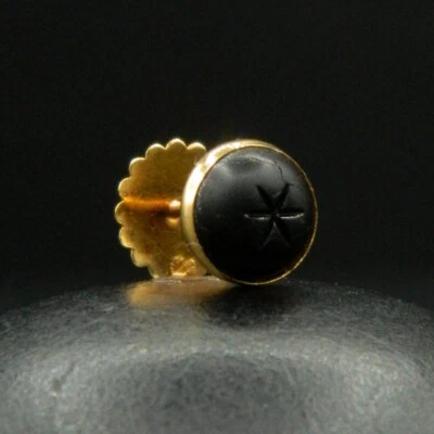 O856 -Boucle d'Oreille Seule Or jaune 18K, Jais "pour le style dépareillé", 1900 - Photo 1/4