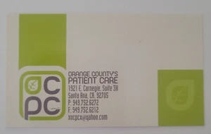 Orange County's Marijuana Patient Care Business Card 3 1/2"x2" Santa Ana CA 2010 - Picture 1 of 2
