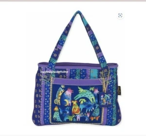 Laurel Burch Mythical Dogs M/L borsa tote borsetta borsetta tasca anteriore esterna nuova - Foto 1 di 6