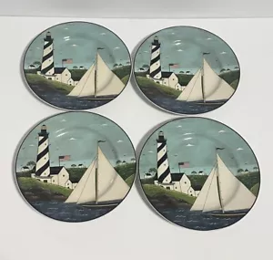 Warren Kimble Sakura Coastal Breeze Vintage 8” Salad Plates 1998 Set of 4 - Picture 1 of 6