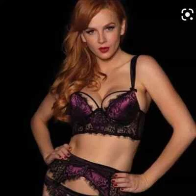 HONEY BIRDETTE Madame Fuschia & Black Lace Push Up Bra SIZE 10D 32D - image 1 of 4
