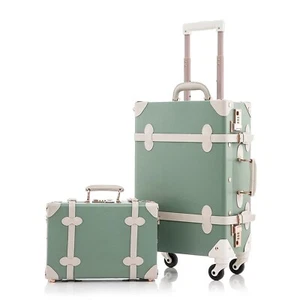 Unitravel 2 Piece Vintage Luggage Set 20 inch Handmade Faux Leather Carry on ... - Picture 1 of 7