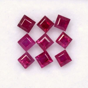 1.36 Cts Natural Ruby Square Cut 2.50 mm Lot 12 Pcs Calibrated Loose Gemstones - Picture 1 of 4