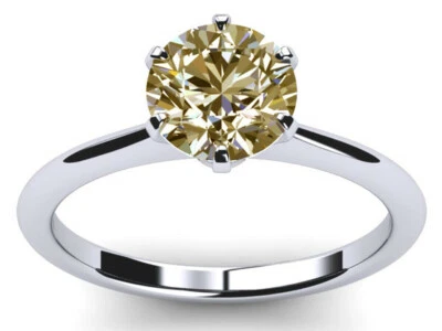 2 Ct Golden Round Real Solitaire Moissanite Fashion Ring Sterling Silver Size 7 - Image 1 of 4