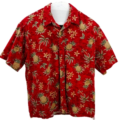 Campia Men Hawaiian Shirt Size XL Red Pineapple Short Sleeve Button Pocket Aloha - Image 1 of 4