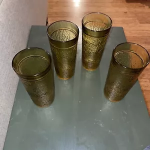 VASO DE HIELO ARRUGADO ÁMBAR VASOS DE AGUA POTABLE Juego de 4 - Imagen 1 de 3