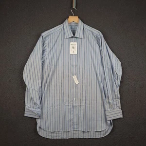 Camisa HILDITCH & KEY Para Hombre 16.5 Azul Rayas Puño Francés Manga Larga Abotonada - Imagen 1 de 9