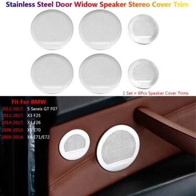 6x Acero Inoxidable Para BMW X3 X4 X5 X6 E70 E71 F25 Altavoz Puerta Coche Cubierta Estéreo Borde Foto 1 de 4
