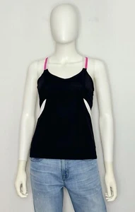 Lucky In Love Womens Tennis Tank Top S Black Pink White Scoop Neck - Picture 1 of 8