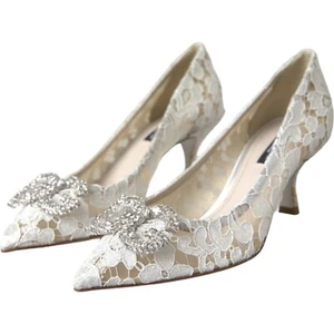 DOLCE & GABBANA Shoes White Floral Lace DG Crystal Pumps EU36 / US5.5 1050usd - Picture 1 of 12