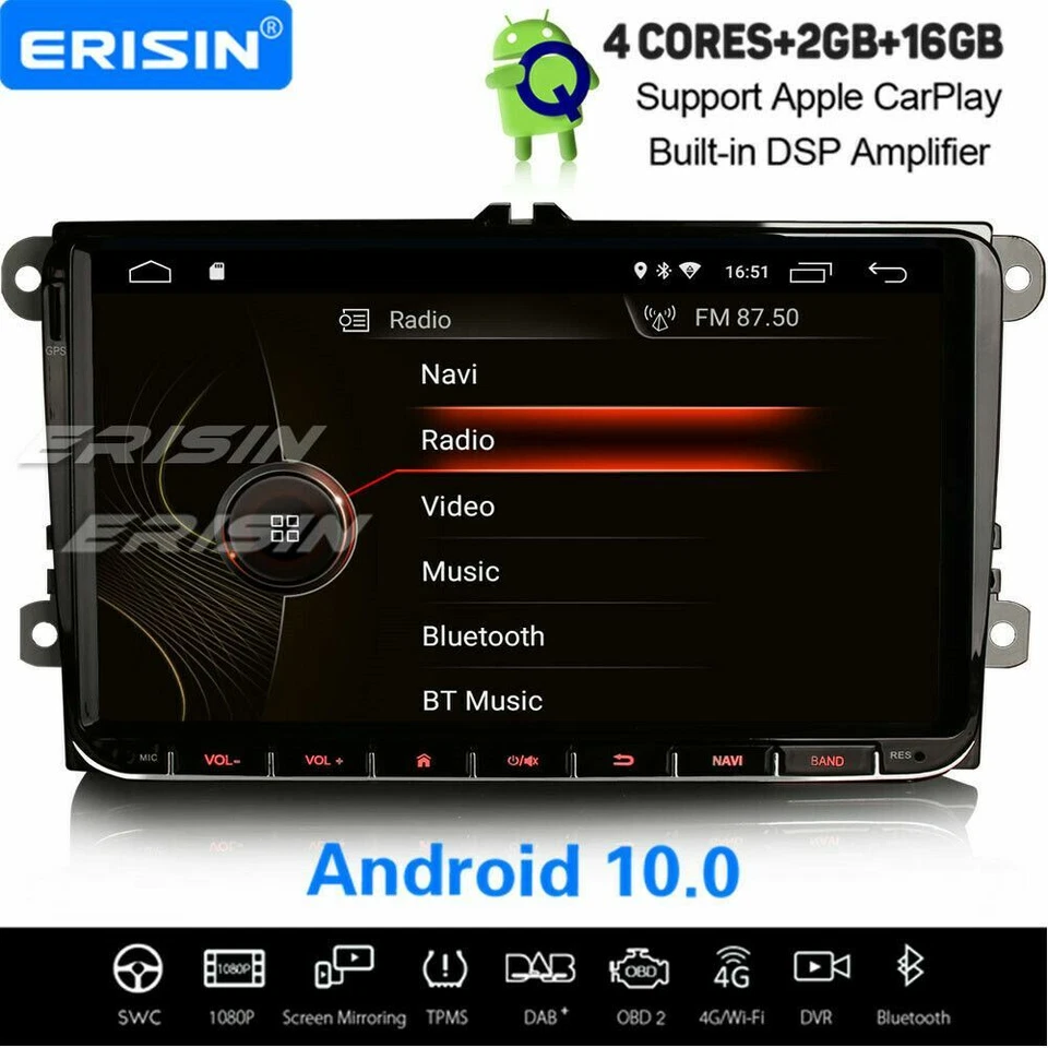 9" Android 10 CarPlay Autoradio DSP Navi Für VW Golf 5/6 Passat Tiguan Jetta EOS - Bild 1 von 4