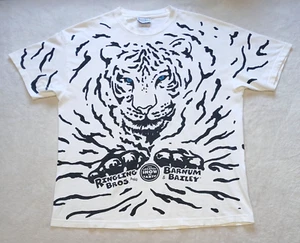 Vintage Ringling Bros Barnum Bailey T Shirt XL Snow Leopard AOP Y2K Circus Rare - Picture 1 of 20