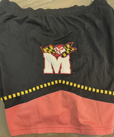 Vtg Nike Maryland Terrapins Flag Authentic Basketball Game Shorts  XL  Black Red Cover
