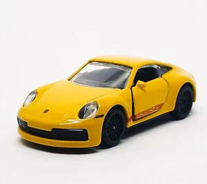 Majorette Porsche 911 Carrera S - Yellow / Red Stripes- 1:60 (3") no Package - Picture 1 of 6