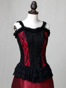 Victorian Gothic Steampunk Black Corset Bodice Witch Vampire Halloween Wear B004 - Picture 1 of 4