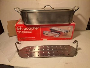 3pc Stainless Steel Fish Poacher Steamer Roaster-Lid/Tray/Pot Baking Pan 18” - Picture 1 of 9