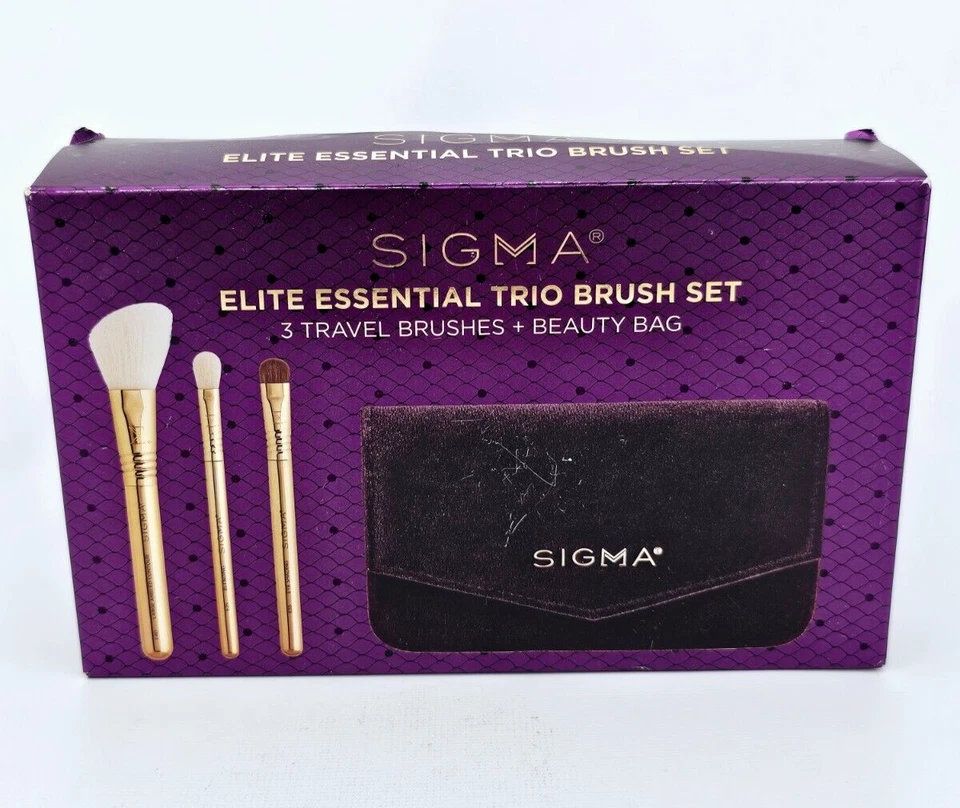 Sigma Elite Essential Trio Brush Set Travel Size Makeup Beauty Bag Compact - Image 1 of 4