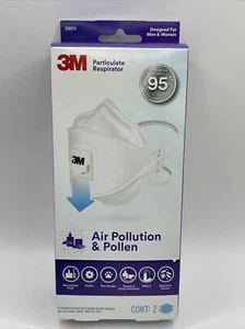 3M • Air Pollution & Pollen Respirator 29211, Adult Size (2 COUNT Box) Exp 3/25 - Picture 1 of 1