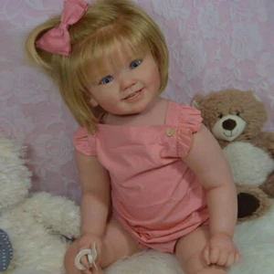 28" Adorable Toddler Girl Reborn Baby Doll Rooted Hair Cloth Body Handmade Gift - Picture 1 of 4