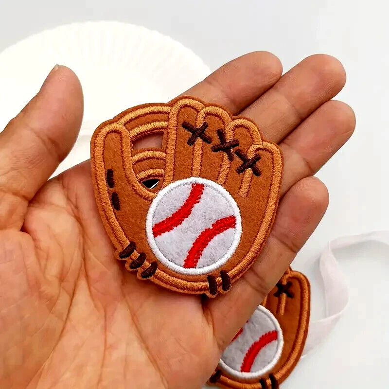 Baseball In Hand Iron on Patch Appliqué 2 1/2 x 2 5/8 inch - Image 1 of 4