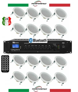 KIT AUDIO FILODIFFUSIONE BLUETOOTH+USB+TELECOMANDO+16 CASSE DA INCASSO  - Foto 1 di 12