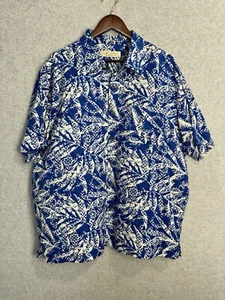 NWT 100% Silk Island Republic Men’s XXL Hawaiian Shirt Button Up Blue Floral - Picture 1 of 11