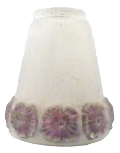 Art Deco Lamp Shade Purple Pansies Frosted Glass Table Stand Ceiling #160 - Picture 1 of 6