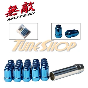 MUTEKI CLOSE END SPLINE TUNER LOCK LUG NUTS 12X1.25 1.25 ACORN WHEEL RIM BLUE S - Picture 1 of 2