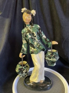 Vintage Hedi Schoop Ceramic Asian Lady with Basket Signed 1950s - Picture 1 of 9