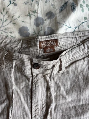 Pantalones cortos Michael Kors de lino a rayas XL para hombre Foto 1 de 4