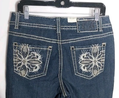 Code Bleu Capri Cropped Jeans 10 Embroidered Embellished Y2K Boho Glam Western  - Image 1 of 4