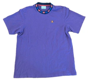 Camicia Teddy Fresh uomo piccola viola collo cuore streetwear grafica ricamata - Foto 1 di 12