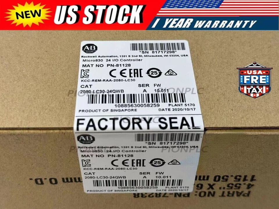 2080-LC30-24QWB SER A Factory Sealed AB Micro830 24 I/O Controller 2080LC3024QWB - Image 1 of 1