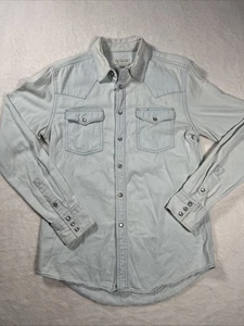 Tecovas Pearl Snap Shirt Long Sleeve Men’s Ultra Light Blue Denim Size S Cotton - Picture 1 of 16
