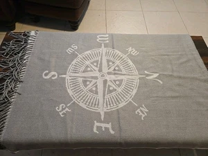 NAUTICAL Soft Cozy Luxury Throw Light Weight Gray  Blanket 52" x 62"  - Picture 1 of 5