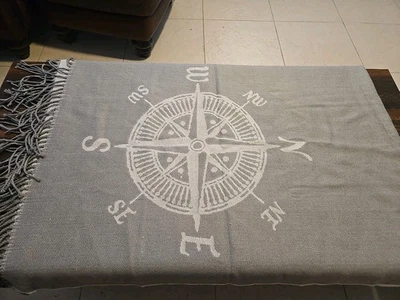 NAUTICAL Soft Cozy Luxury Throw Light Weight Gray  Blanket 52" x 62"  - Image 1 of 4