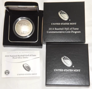 2014 Baseball Hall of Fame Proof Silver Dollar Coin W/ COA - Picture 1 of 4