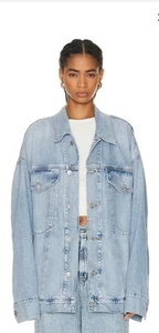 Agolde Wayne Oversized Denim Jacket Size L - Colour - Resent - Picture 1 of 9
