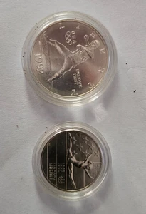 1992-D Olympic Baseball Unc Silver Dollar & Half US Mint 2 Coin Set OGP Box COA - Picture 1 of 5