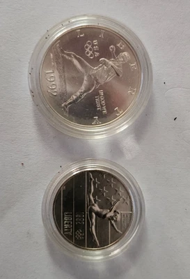 1992-D Olympic Baseball Unc Silver Dollar & Half US Mint 2 Coin Set OGP Box COA - Image 1 of 4
