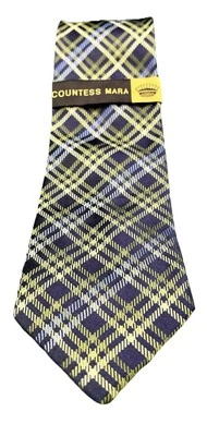 New Countess Mara Slim Plaid 100% Silk Men’s Tie Necktie Hand Made Foto 1 de 4