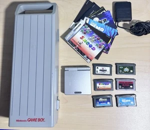 Gameboy Advance SP Console Charger Case 6 Games Madden Nemo Pac-Man Dr. Mario - Picture 1 of 10