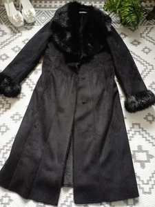Full Length Long Black Fur Suede Style Autumn Winter Afghan Penny Lane S 6 8 10 - Picture 1 of 12