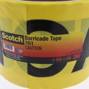 Scotch® Barricade Tape 301 Yellow Caution Black Letters 3" x 300' Made in USA - Picture 1 of 4