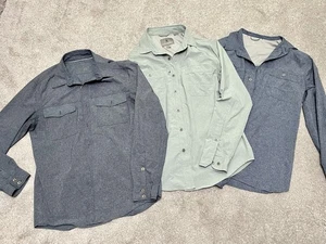 Royal Robbins Shirt Lot Mens Medium Blue Button Up Hiking Outdoor Performance - Picture 1 of 24