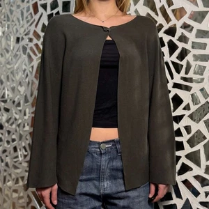 Fabiana Filippi Long sleeve Cardigan One Button Khaki Asymetrical Italy One Size - Picture 1 of 5